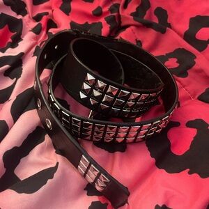 Studded Black Leather Belt